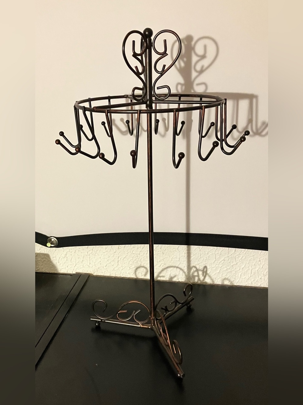 Rotating Jewelry Stand Organizer - Bronze Metal Earring & Necklace Holder